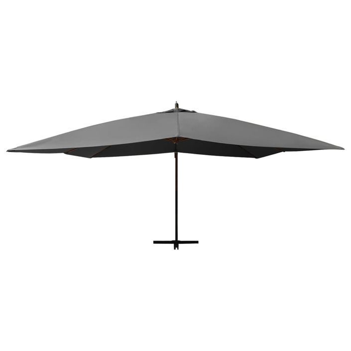 Parasol en porte-à-faux avec mât en bois 400x300 cm Anthracite - Photo n°3