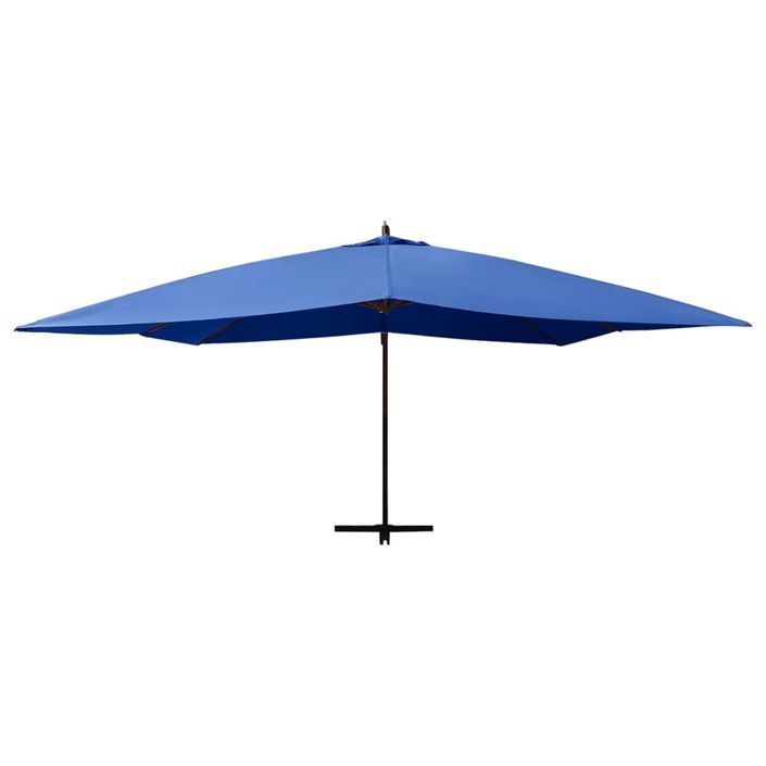 Parasol en porte-à-faux avec mât en bois 400x300 cm Bleu azuré - Photo n°3