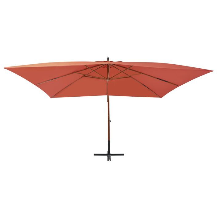 Parasol en porte-à-faux avec mât en bois 400x300 cm Terre cuite - Photo n°3