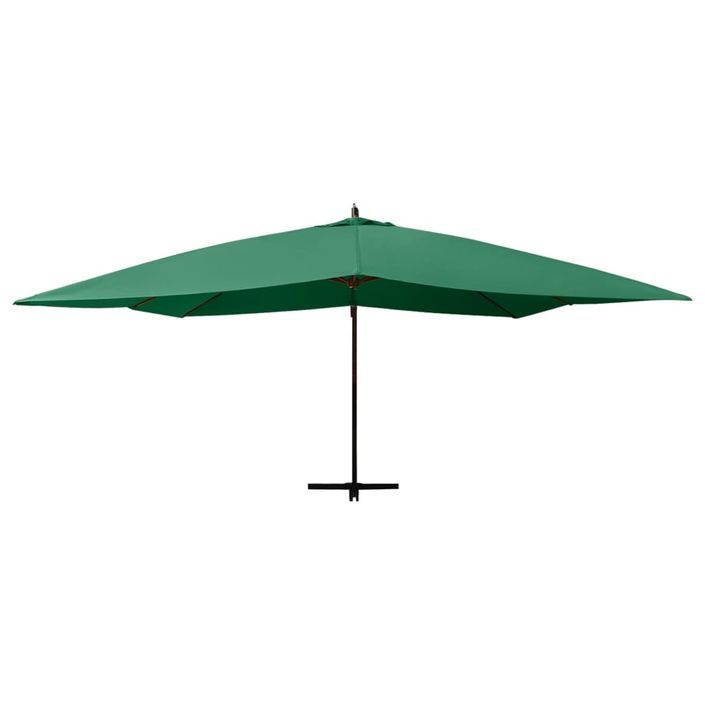Parasol en porte-à-faux avec mât en bois 400x300 cm Vert - Photo n°3