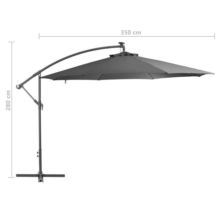 Parasol en porte-à-faux avec poteau Aluminium 350 cm Anthracite - Photo n°8