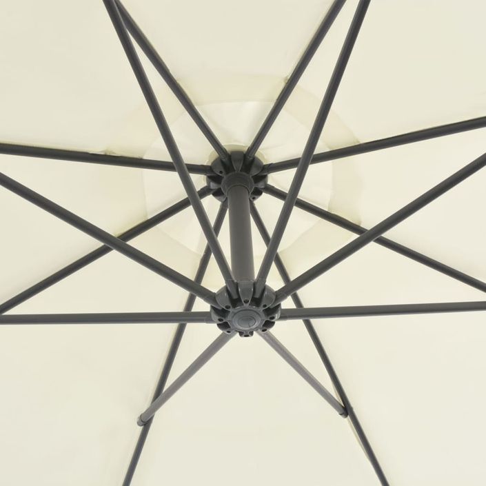 Parasol en porte-à-faux avec poteau en acier 300 cm Sable - Photo n°2