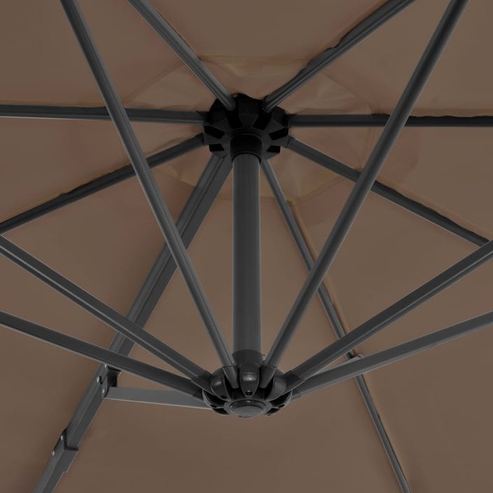 Parasol en porte-à-faux avec poteau en aluminium 300 cm Taupe - Photo n°2