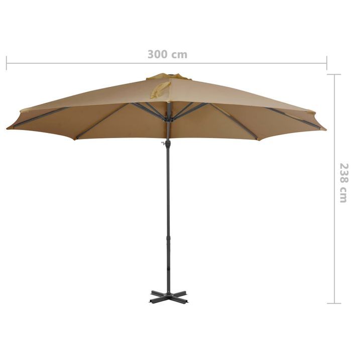 Parasol en porte-à-faux avec poteau en aluminium 300 cm Taupe - Photo n°8