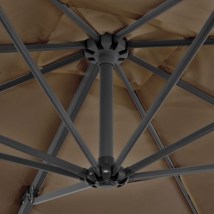 Parasol en porte-à-faux et mât en aluminium 250x250 cm Taupe - Photo n°2
