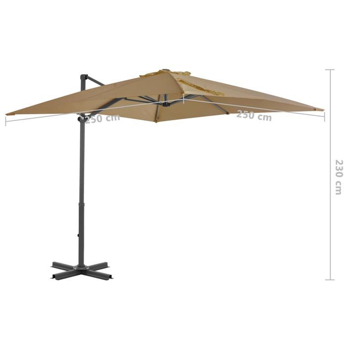 Parasol en porte-à-faux et mât en aluminium 250x250 cm Taupe - Photo n°8