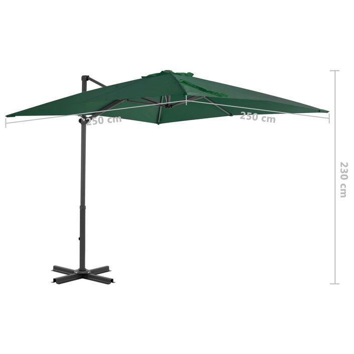 Parasol en porte-à-faux et mât en aluminium 250x250 cm Vert - Photo n°8