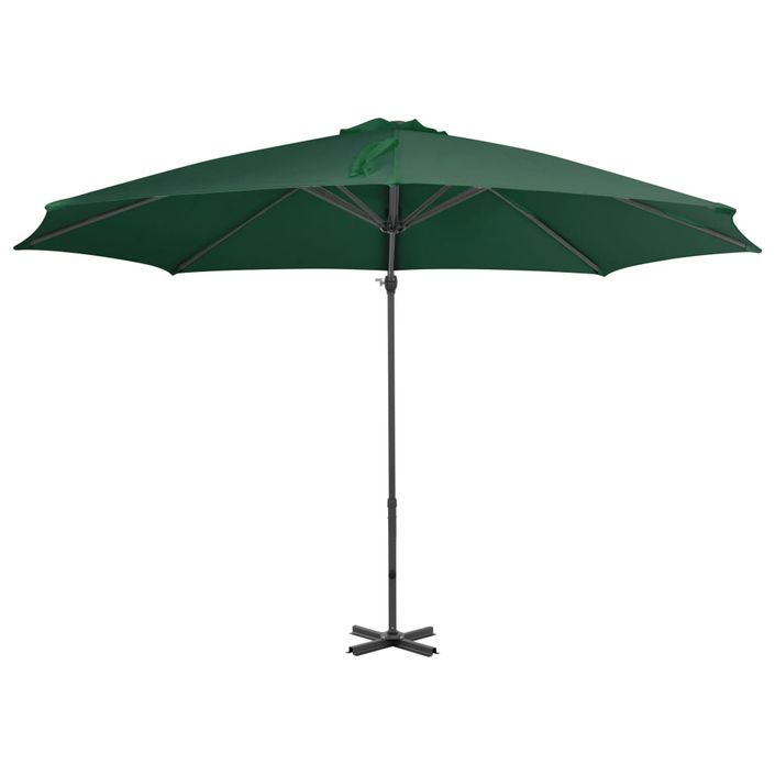 Parasol en porte-à-faux et poteau en aluminium 300 cm Vert - Photo n°3
