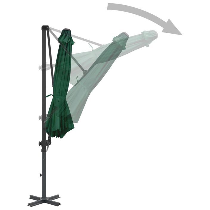 Parasol en porte-à-faux et poteau en aluminium 300 cm Vert - Photo n°5