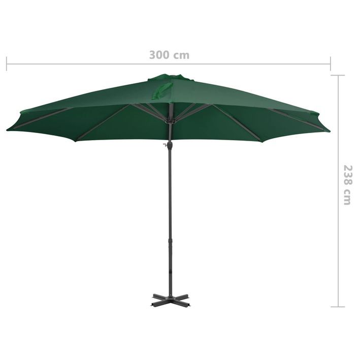 Parasol en porte-à-faux et poteau en aluminium 300 cm Vert - Photo n°8