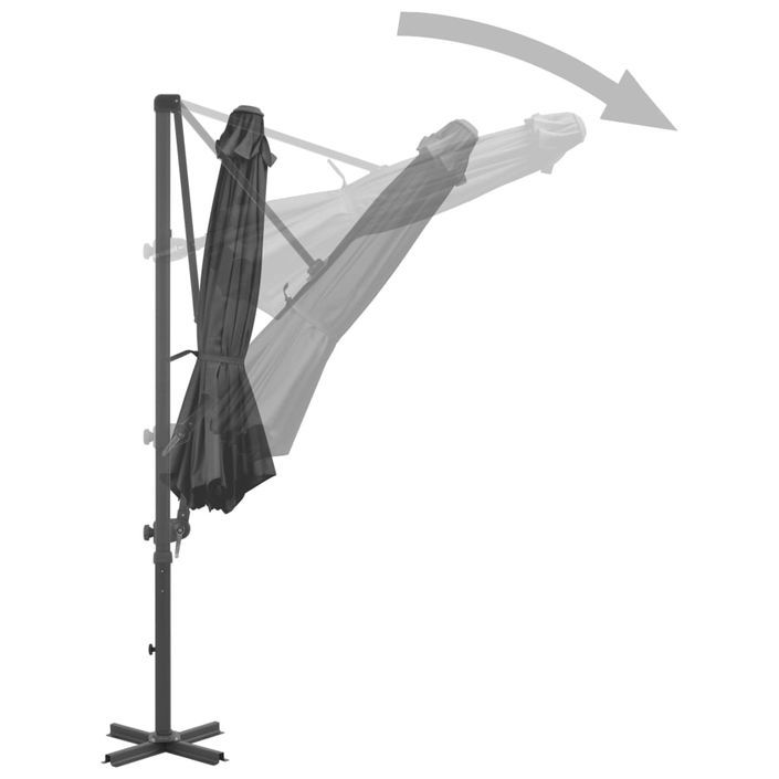 Parasol en porte-à-faux et poteau en aluminium 300cm Anthracite - Photo n°5