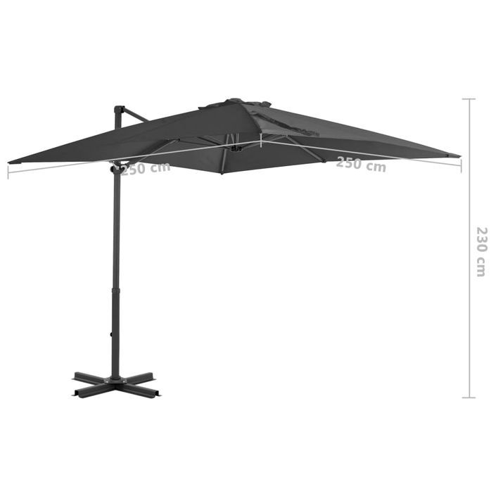 Parasol en porte-à-faux Mât en aluminium 250x250 cm Anthracite - Photo n°8