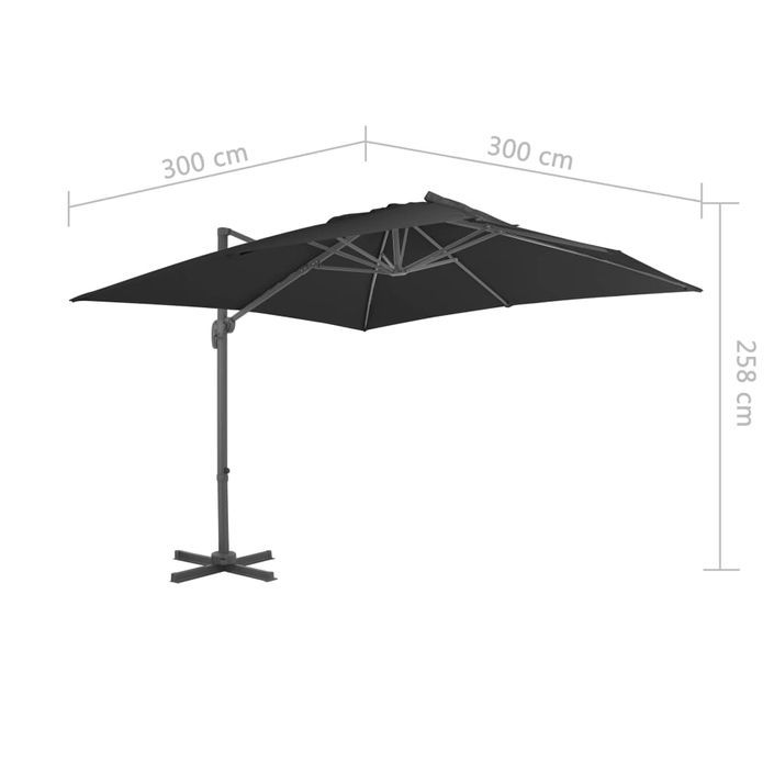 Parasol en porte-à-faux Mât en aluminium 300x300 cm Anthracite - Photo n°9