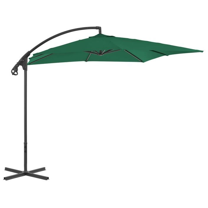 Parasol en porte-à-feux avec mât en acier 250 x 250 cm Vert - Photo n°1