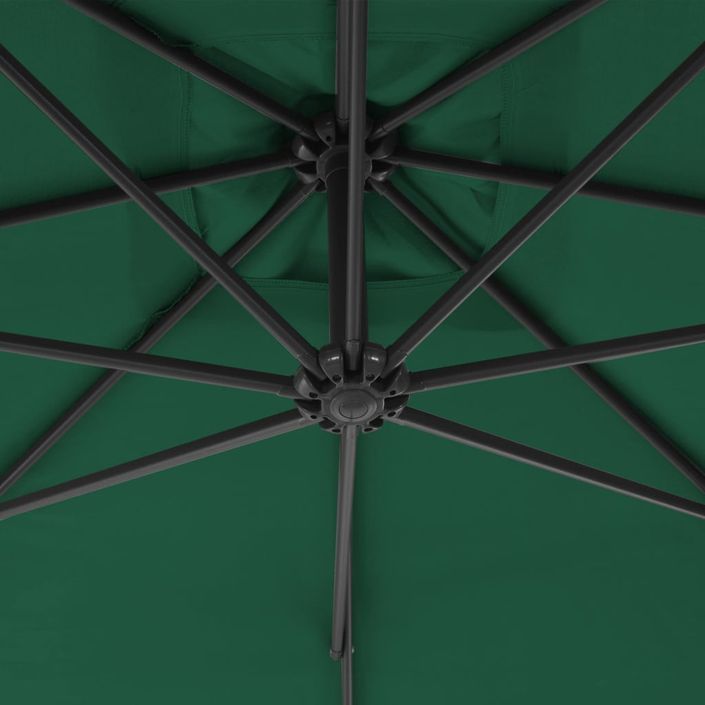Parasol en porte-à-feux avec mât en acier 250 x 250 cm Vert - Photo n°2