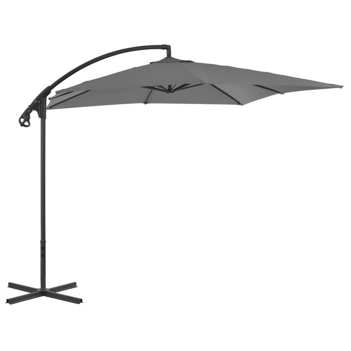 Parasol en porte-à-feux avec mât en acier 250x250 cm Anthracite - Photo n°1