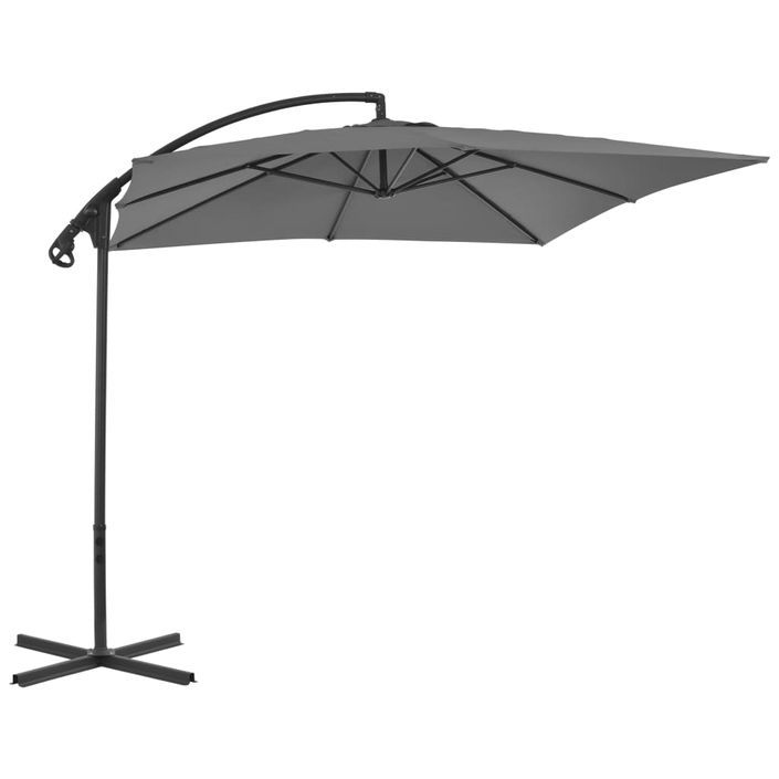 Parasol en porte-à-feux avec mât en acier 250x250 cm Anthracite - Photo n°3