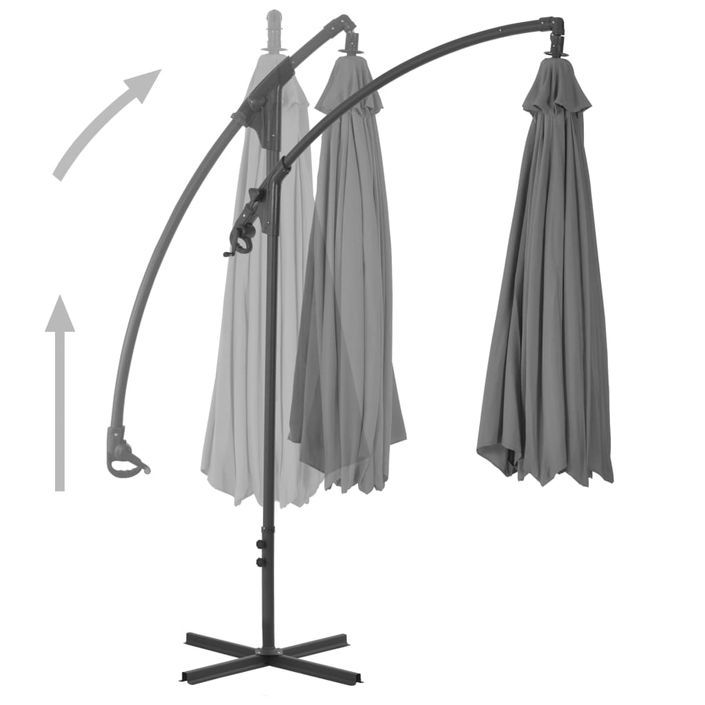 Parasol en porte-à-feux avec mât en acier 250x250 cm Anthracite - Photo n°5