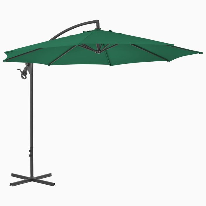 Parasol en porte-à-feux avec mât en acier 300 cm Vert - Photo n°3