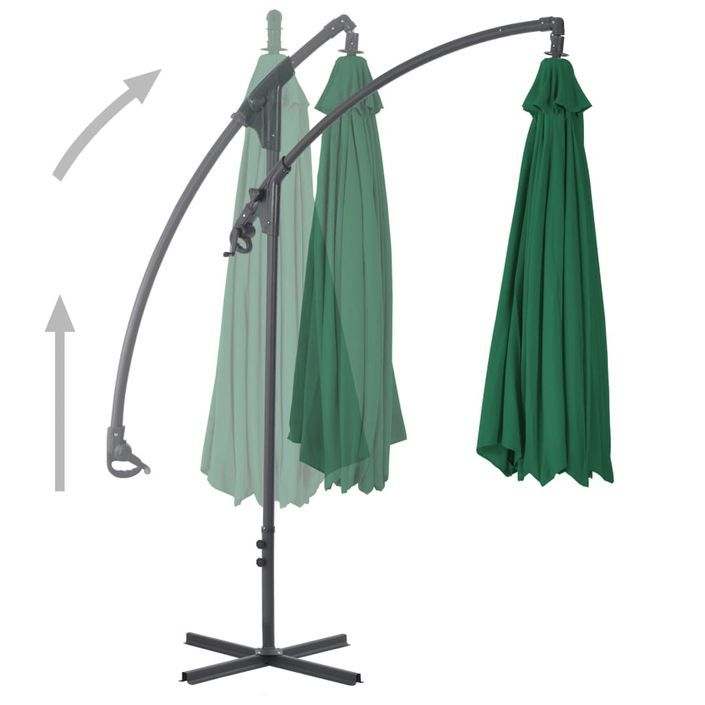 Parasol en porte-à-feux avec mât en acier 300 cm Vert - Photo n°4