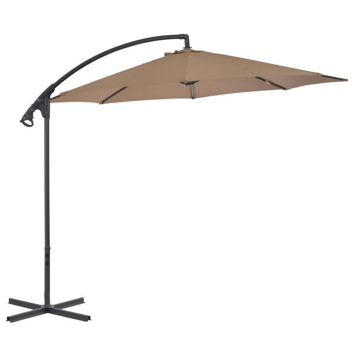 Parasol en porte-à-feux avec poteau en acier 300 cm Taupe - Photo n°1