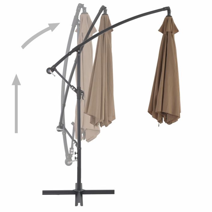 Parasol en porte-à-feux avec poteau en aluminium 300 cm Taupe - Photo n°4