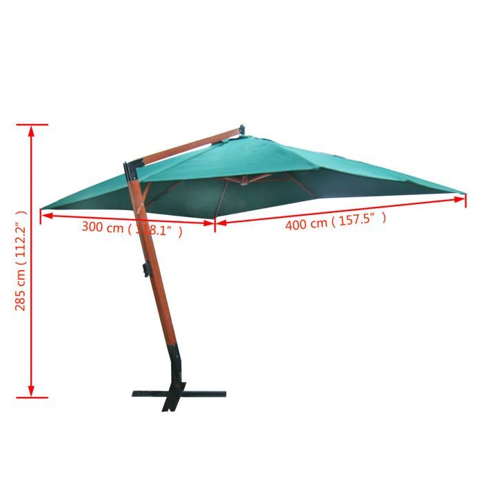 Parasol flottant Melia 300 x 400 cm Vert - Photo n°5