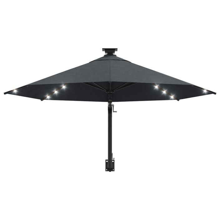 Parasol mural avec mât métallique et LED 300 cm Anthracite - Photo n°4