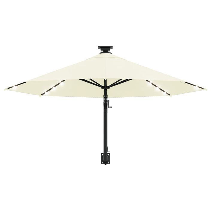 Parasol mural avec mât métallique et LED 300 cm Sable - Photo n°4