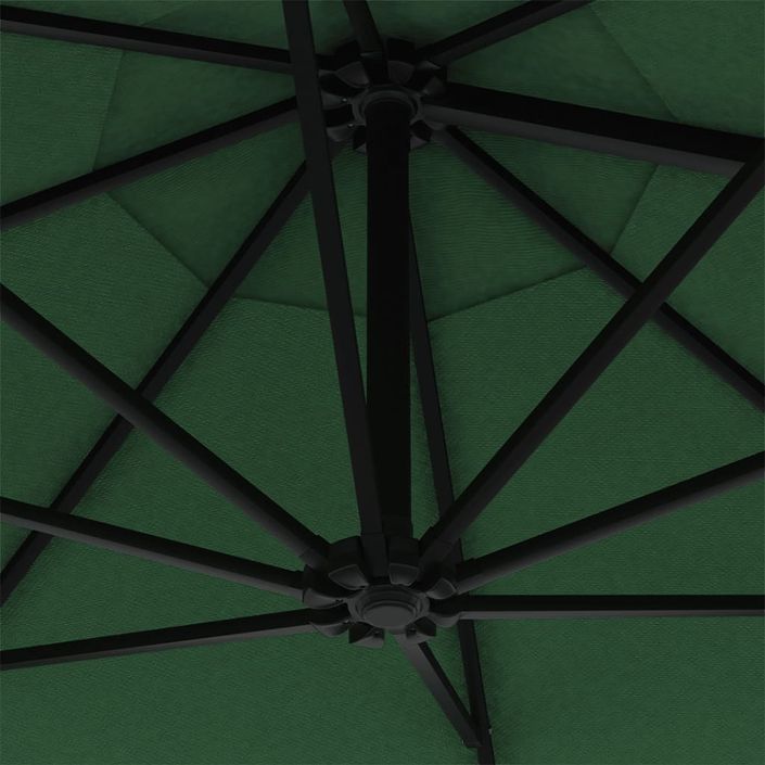 Parasol mural avec mât métallique et LED 300 cm Vert - Photo n°9