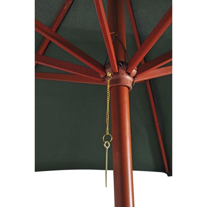 Parasol sur pied toile verte & bois 258 cm - Photo n°4