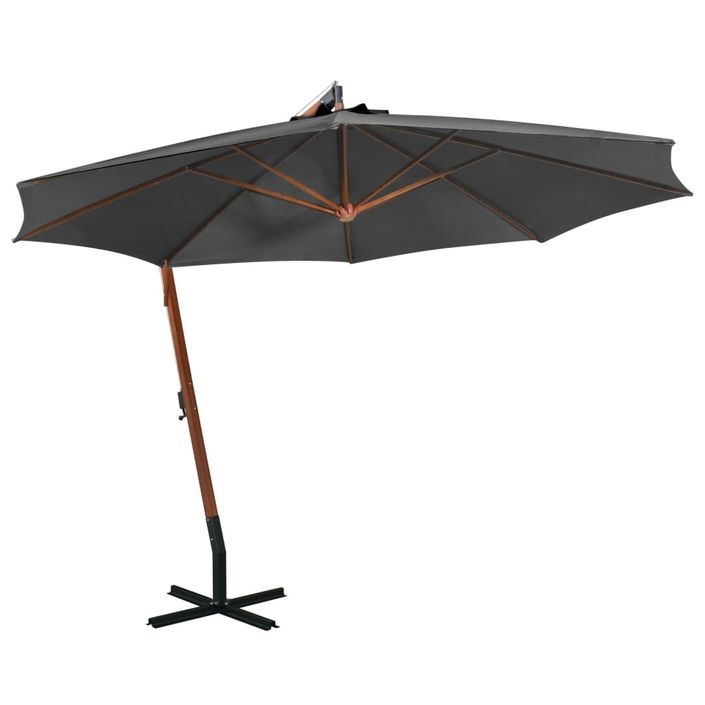 Parasol suspendu avec mât Anthracite 3,5x2,9 m Bois de sapin - Photo n°1