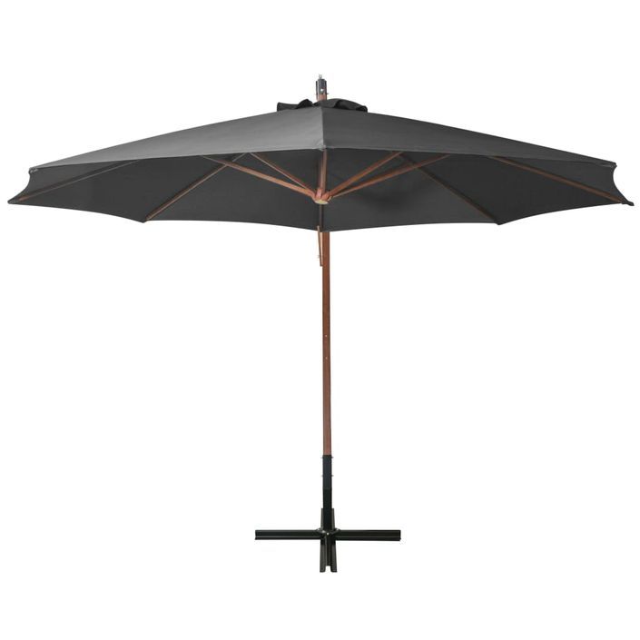 Parasol suspendu avec mât Anthracite 3,5x2,9 m Bois de sapin - Photo n°4