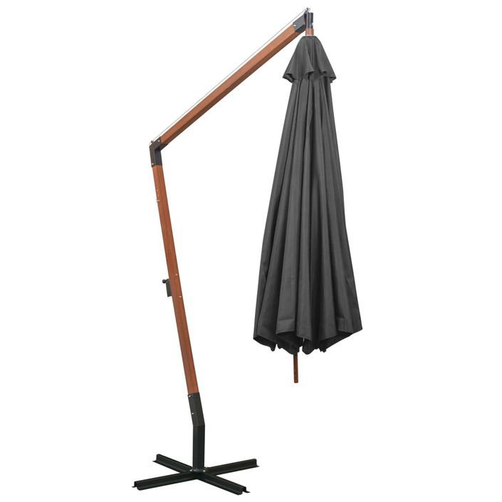 Parasol suspendu avec mât Anthracite 3,5x2,9 m Bois de sapin - Photo n°5