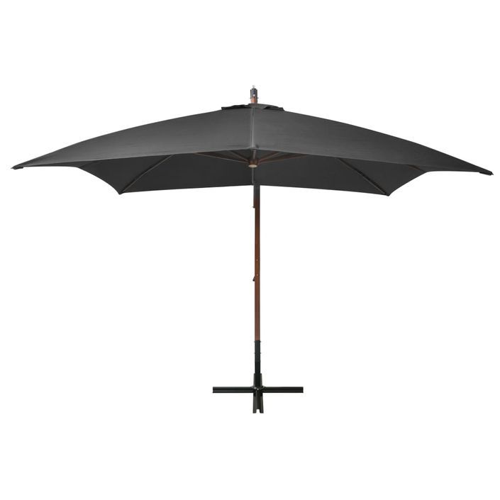 Parasol suspendu avec mât Anthracite 3x3 m Bois de sapin massif - Photo n°3