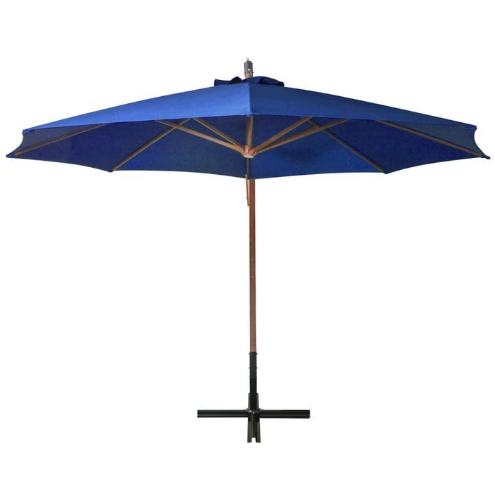 Parasol suspendu avec mât Bleu azuré 3,5x2,9 m Bois de sapin - Photo n°4