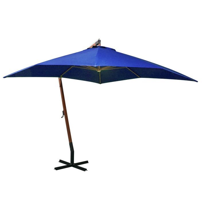 Parasol suspendu avec mât Bleu azuré 3x3 m Bois de sapin massif - Photo n°1