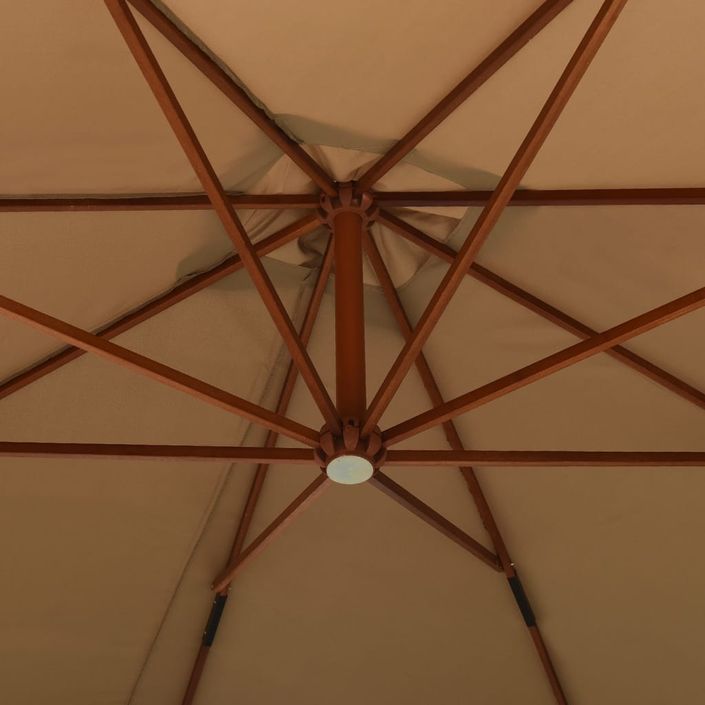 Parasol suspendu avec mât en bois 300 cm Taupe - Photo n°5