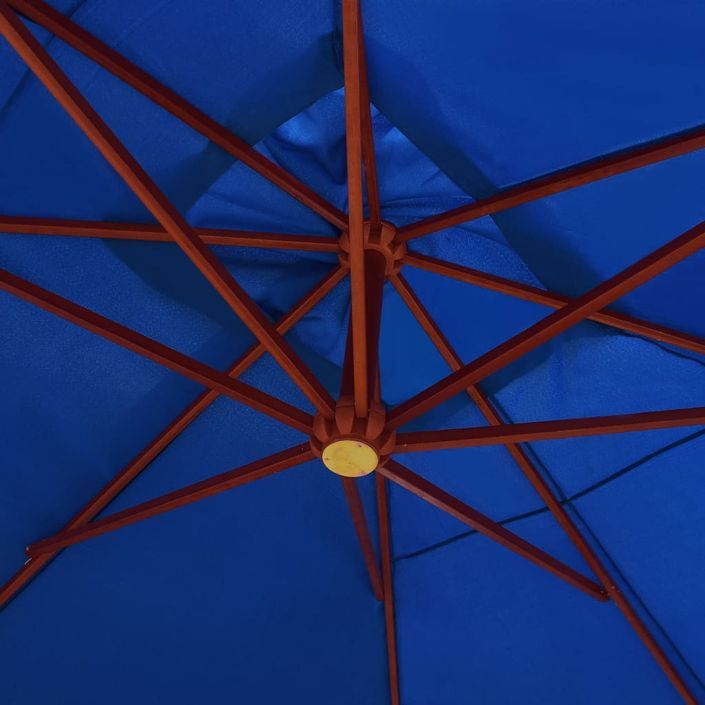 Parasol suspendu avec mât en bois 400x300 cm Bleu - Photo n°2