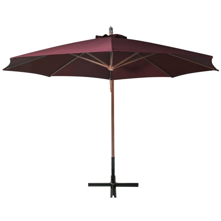 Parasol suspendu avec mât Rouge bordeaux 3,5x2,9m Bois de sapin - Photo n°4