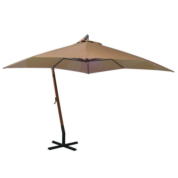 Parasol suspendu avec mât Taupe 3x3 m Bois de sapin massif - Photo n°1