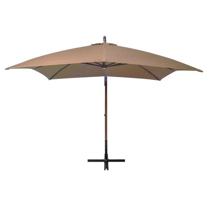 Parasol suspendu avec mât Taupe 3x3 m Bois de sapin massif - Photo n°3