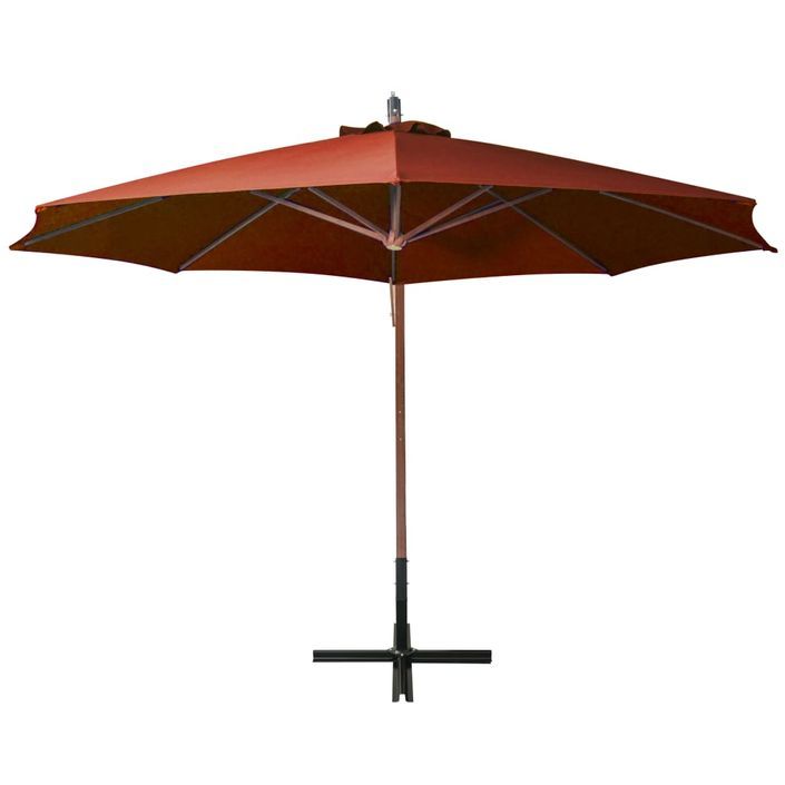 Parasol suspendu avec mât Terre cuite 3,5x2,9 m Bois de sapin - Photo n°4