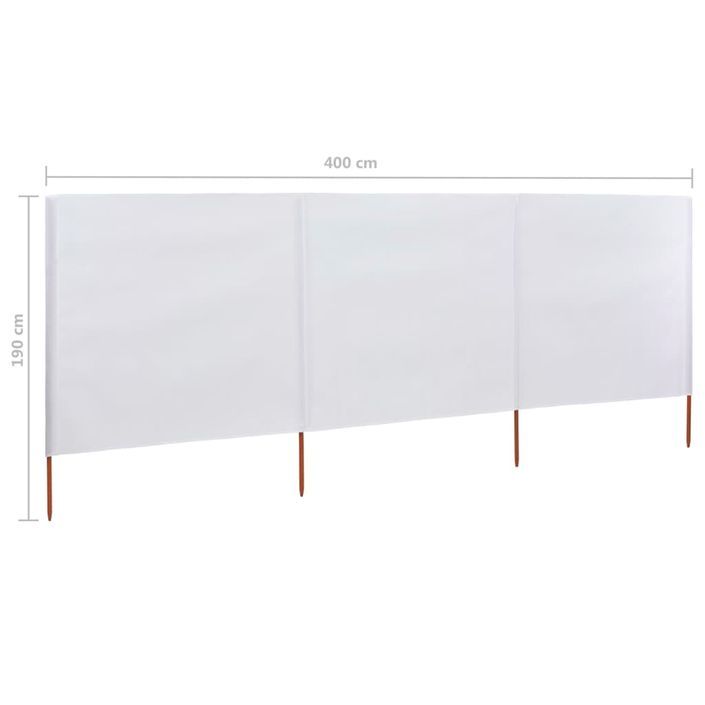 Paravent 3 panneaux Tissu 400 x 160 cm Blanc sable - Photo n°6