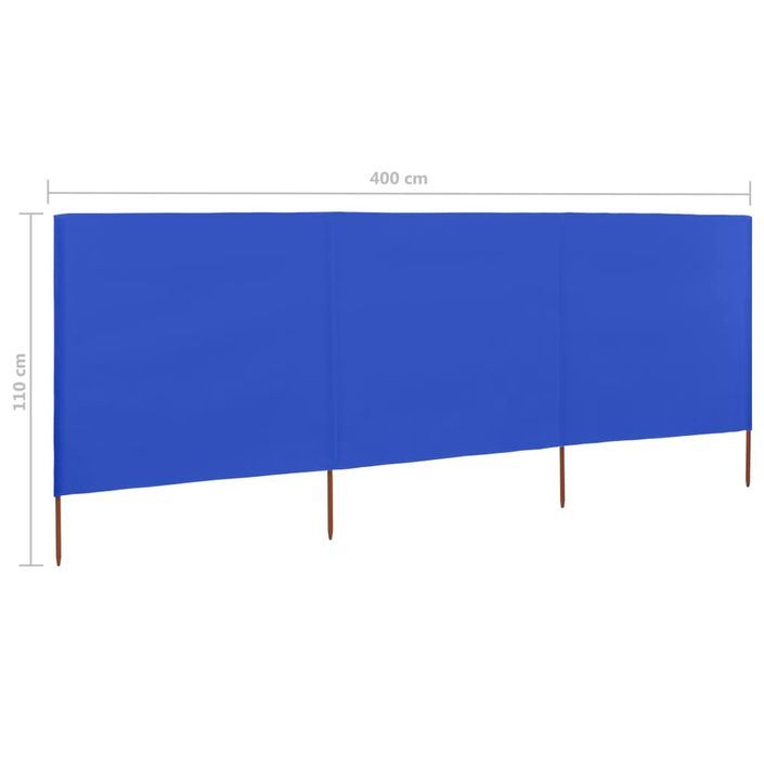 Paravent 3 panneaux Tissu 400 x 80 cm Bleu azuré - Photo n°6