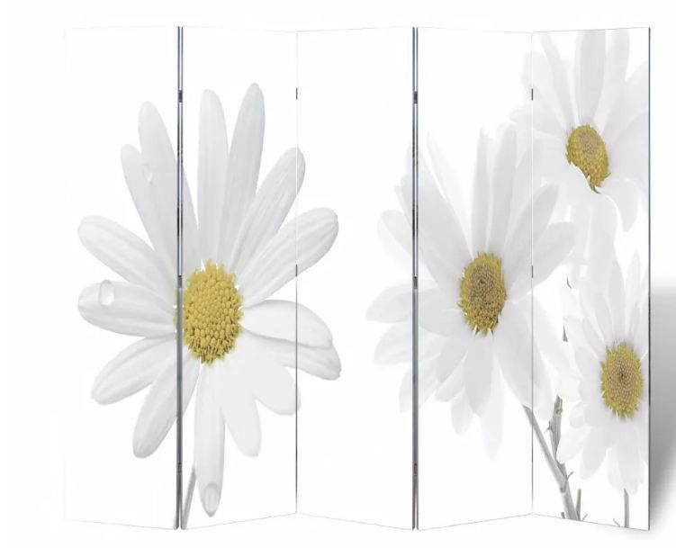 Paravent décoratif imprimé 5 volets bois Flowers - Photo n°1