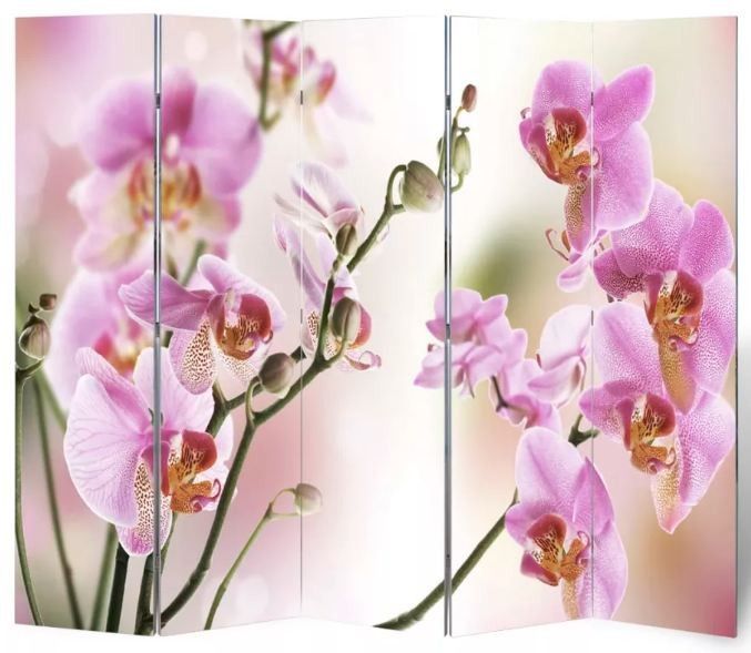 Paravent décoratif imprimé 5 volets bois Flowers - Photo n°4