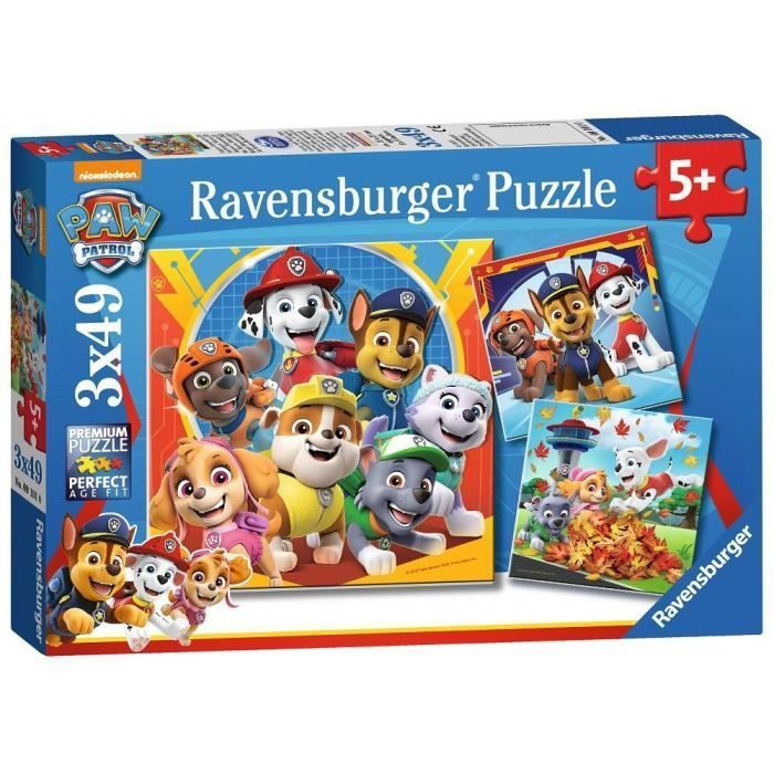 PAT'PATROUILLE Puzzles 3x49 pieces - Prets a secourir - Ravensburger - Lot de puzzles enfant - Des 5 ans - Photo n°1