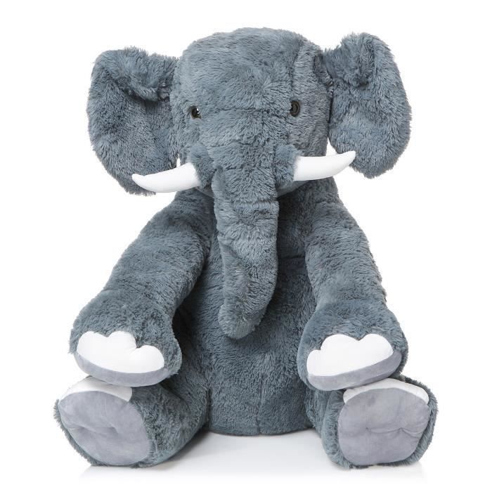 Peluche Elephant géant assis - 78 cm - gris - Photo n°1