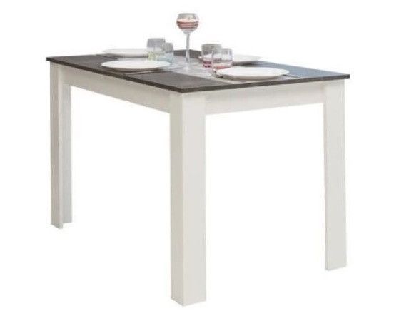 Table a manger 4 a 6 personnes style contemporain mélaminée blanc mat et décor béton - L110xl70 cm - Photo n°1